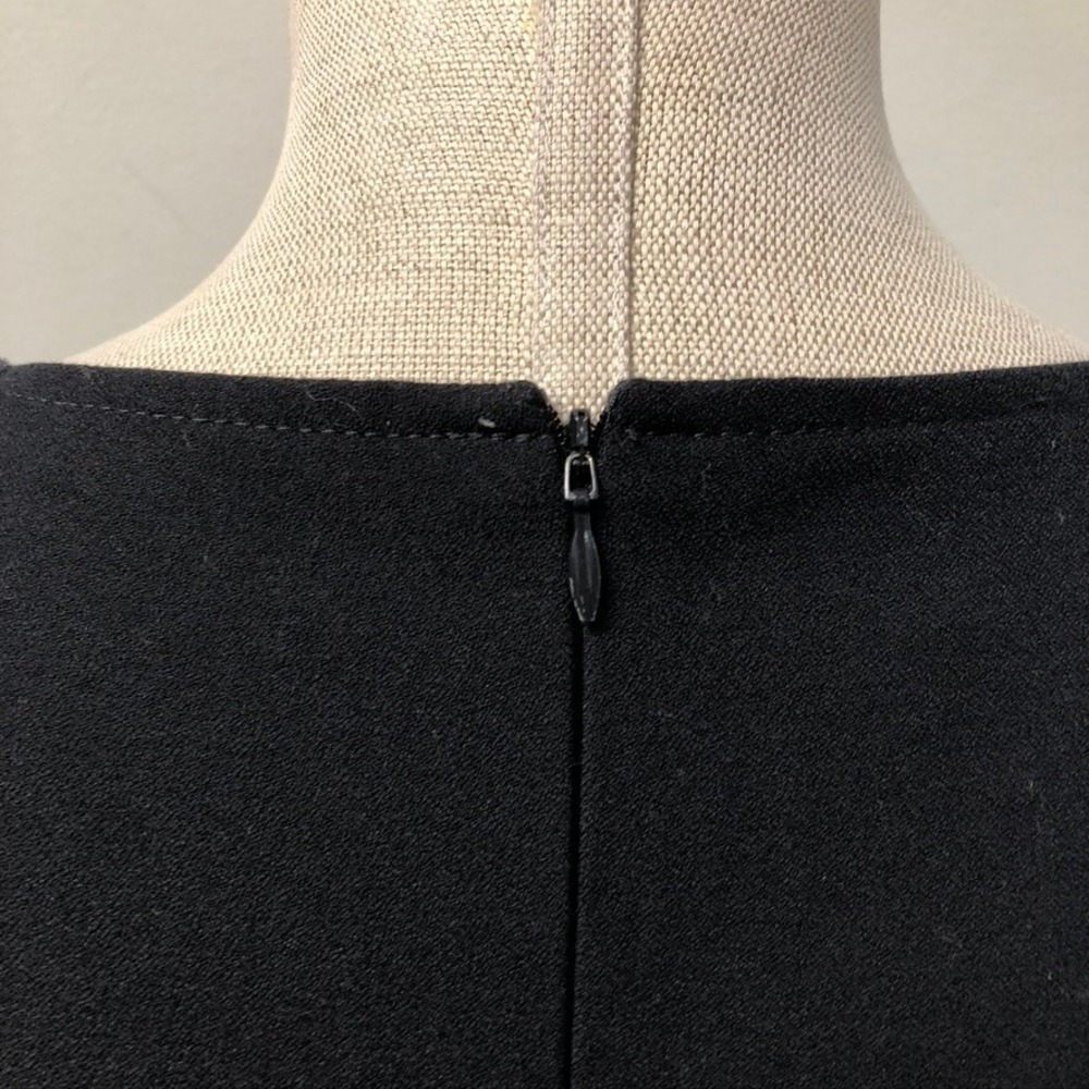 Basler Shift Dress Womens 10 US 14 GB Black Sleeveless Faux Leather Trim Grommet - Picture 5 of 11